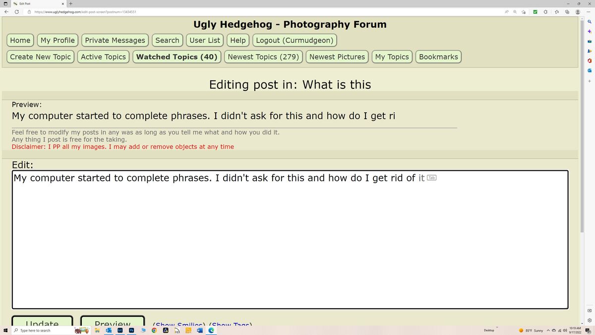 What is this My computer started to complete phrases. I didn't ask for