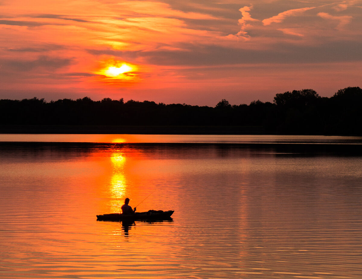 Sunset and Silhouette At Summit Lake State Park, IN.