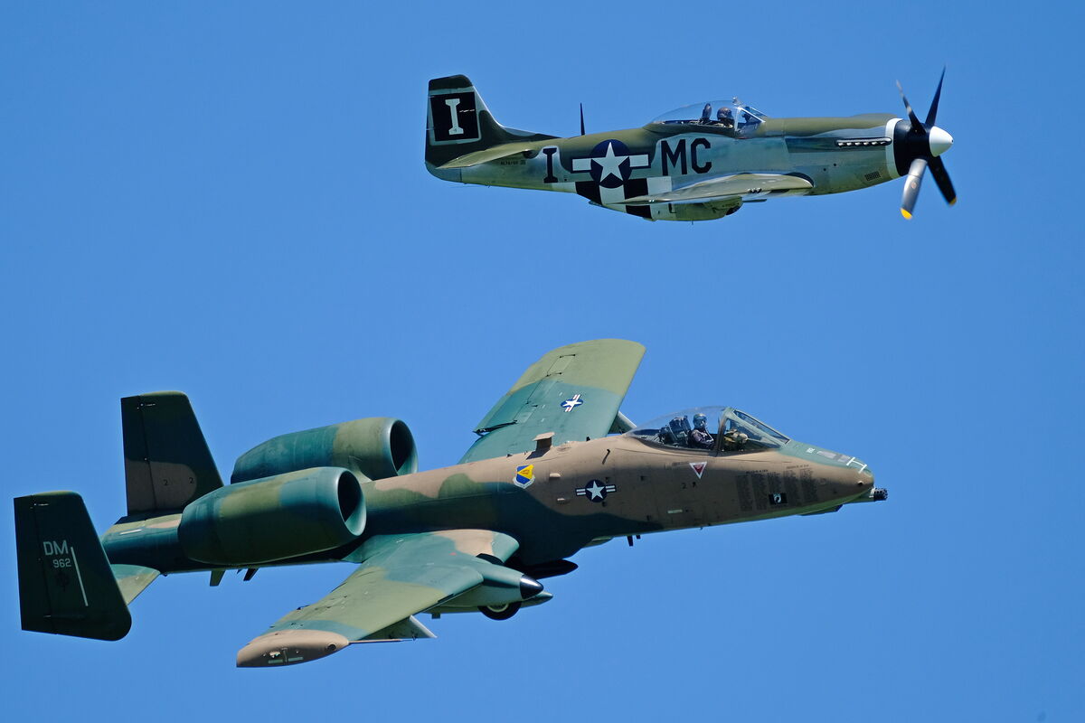 US Army Air Force P-51 and US Air Force A-10 Warth...