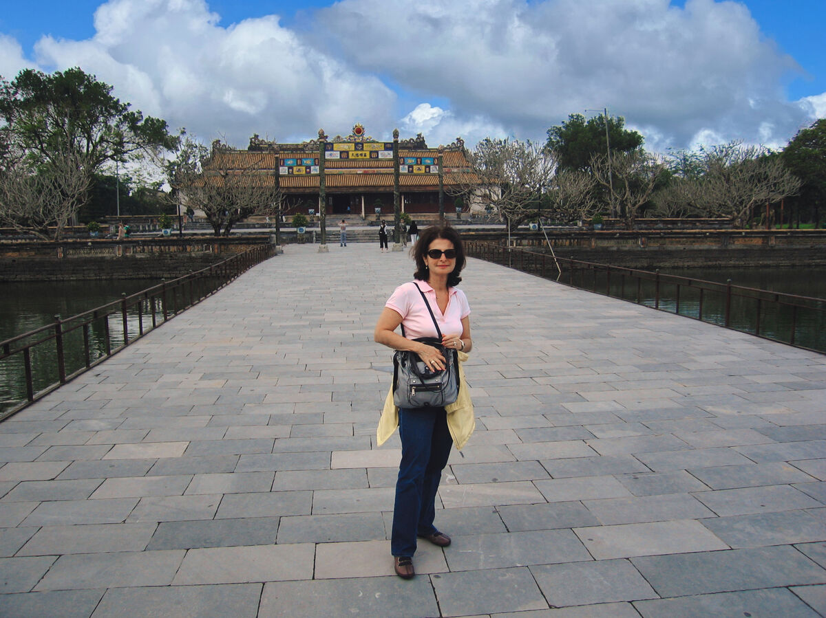 Gail at the entrance of The Forbidden Purple City...