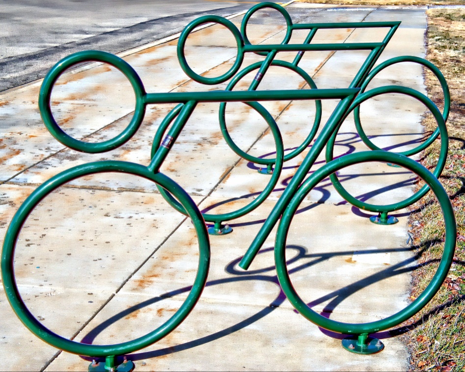 Bicycle rack on an extremely cold day, campus of M...