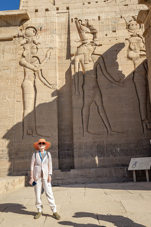 7.  Larger than life wall carvings -- Isis on left...