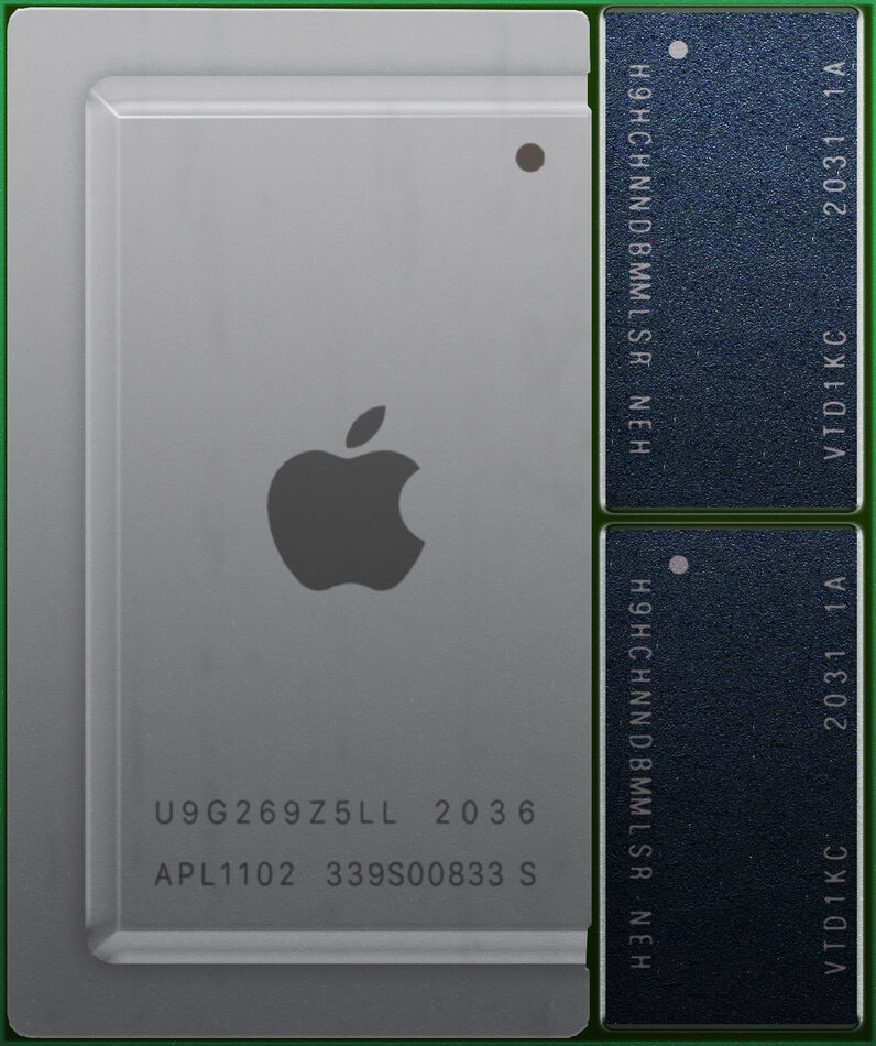 Apple M1 chip with memory modules on the same die...