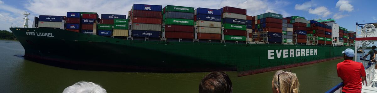 Saw this large container ship going up the Savanna...