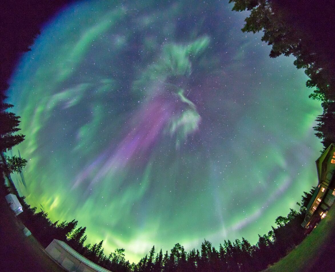 Full sky Aurora with 6.5mm Opteka lens on a full f...