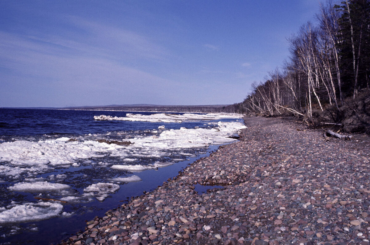 Lake Superior shoreline near Houghton, Michigan - ...