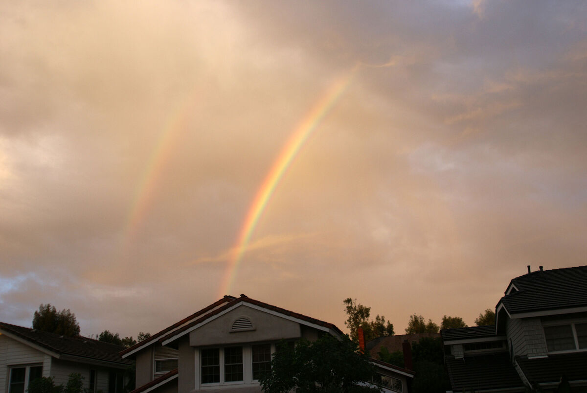 A double Rainbow in front of our house in Irvine, ...