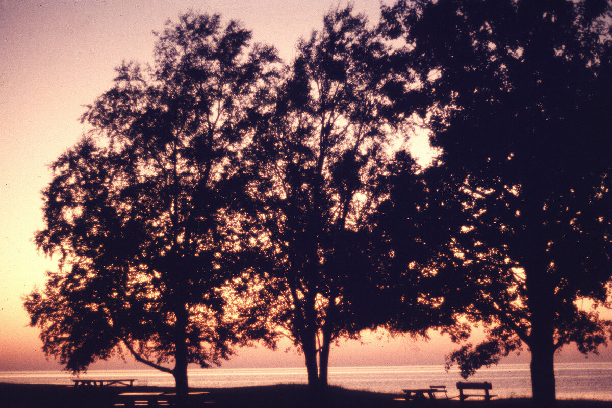 Sunset at Lake Superior near Houghton, Michigan - ...