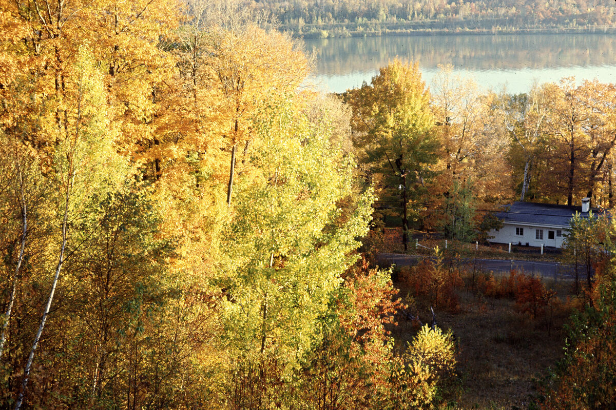 Fall colors along Portage Lake in Houghton, Michig...