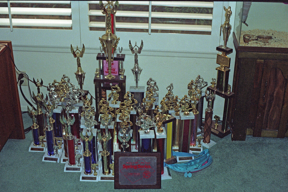 The trophies that Daniel won while he was competin...