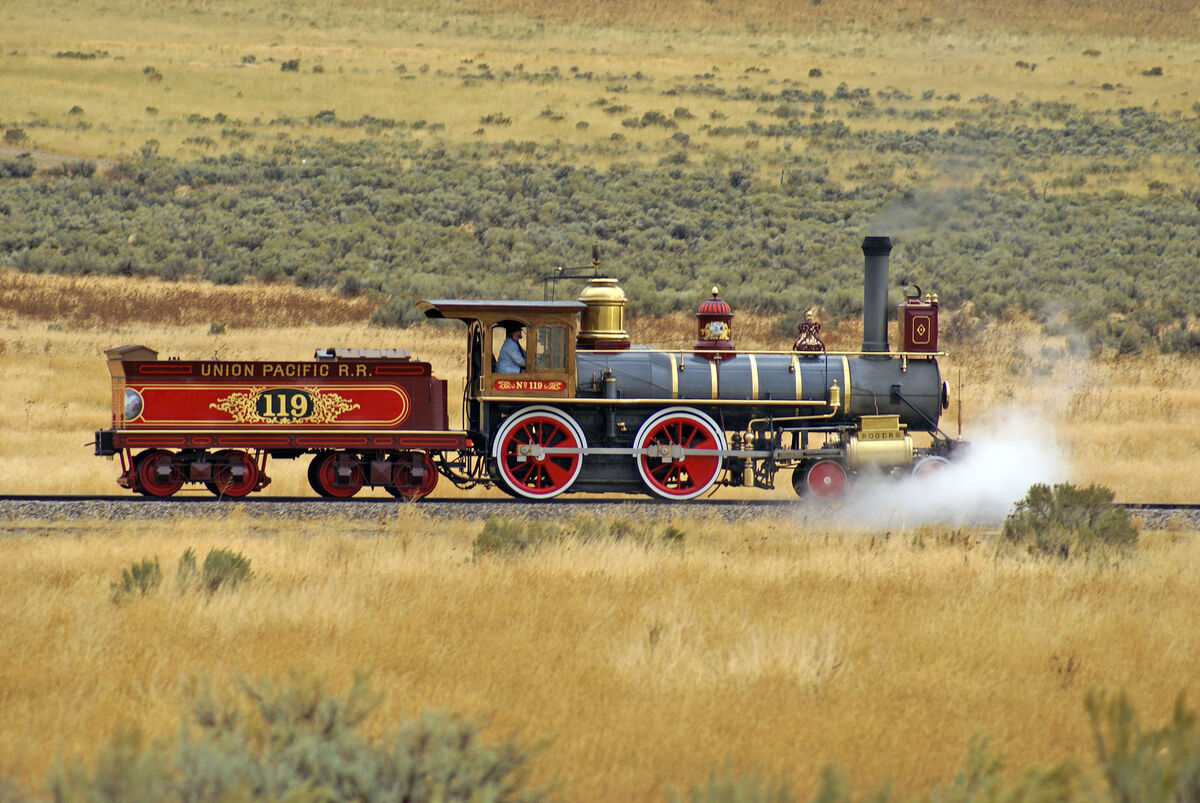 A replica of the 1868 Rogers Locomotive and Machin...