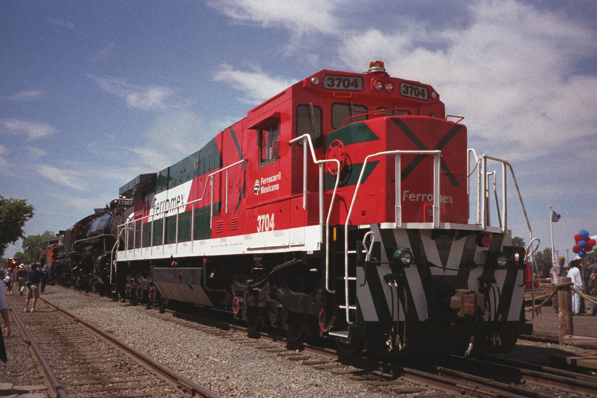 A GE C30-S7 diesel locomotive #3704, Ferromex Rail...
