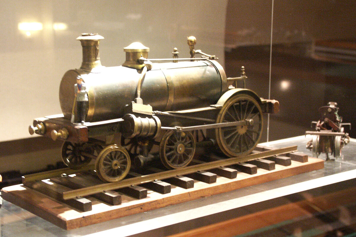 A model steam locomotive on display at the Museum ...