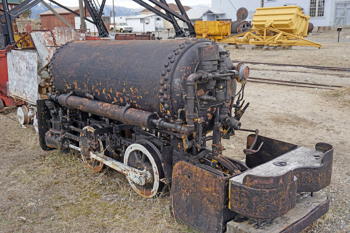 A air-powered 'bottle' locomotive used in undergro...