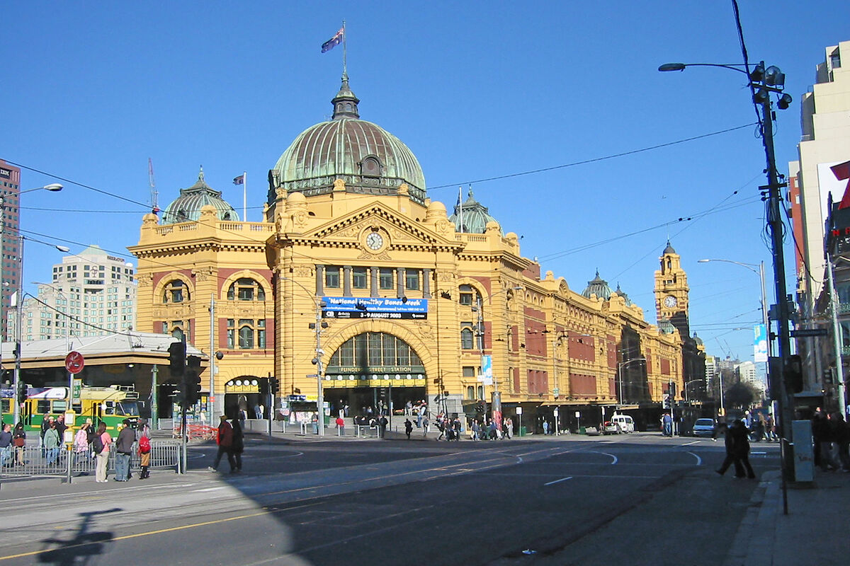 The Flinder Street Station in Melbourne, Australia...