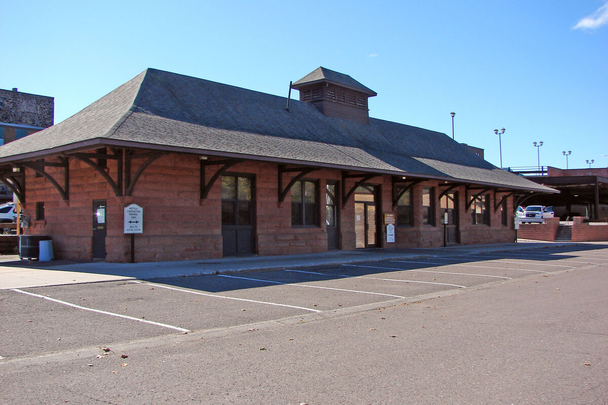 The old Mineral Range Railroad Depot in Houghton, ...