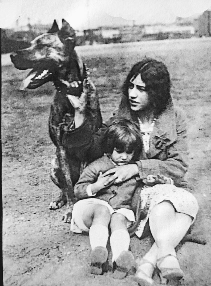 1927  My mother with one of her Great Danes. The f...