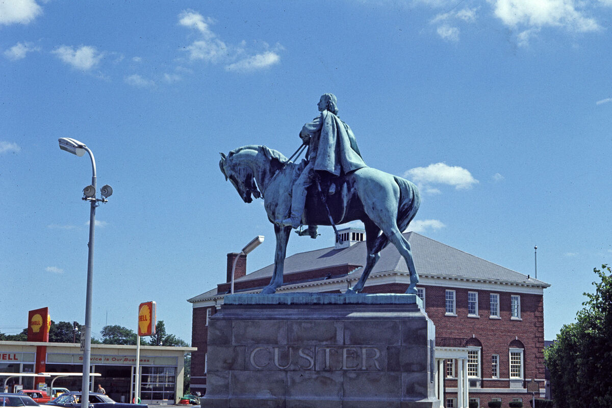And here's the statue of Custer in Monroe, which B...