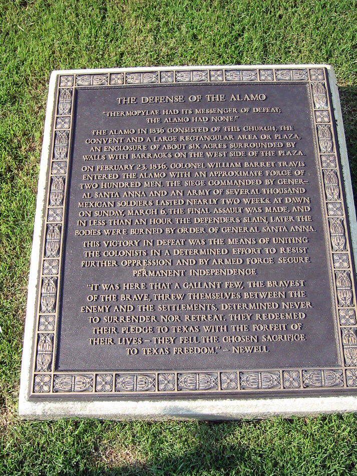 The marker near the Alamo in San Antonio, Texas co...