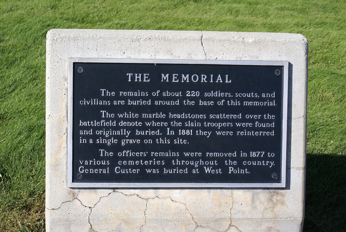 The memorial marker at the Little Big Horn Battlef...
