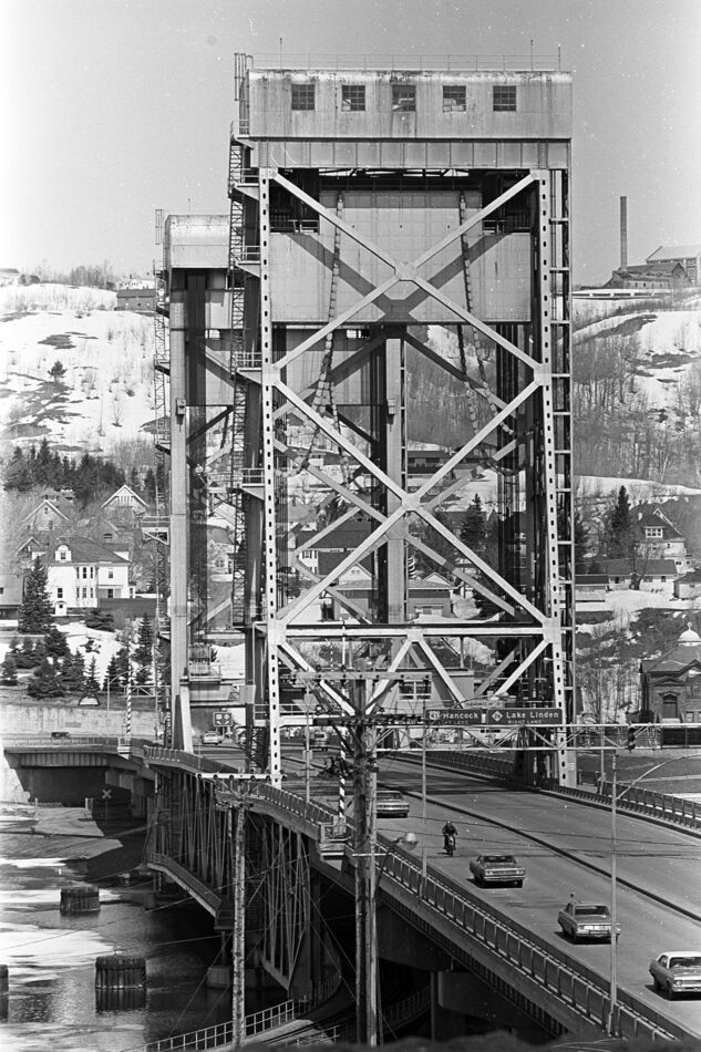 The Portage Lake Lift Bridge, the largest double-l...