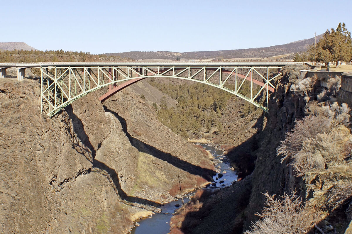 The old highway bridge, spanning the Crooked River...