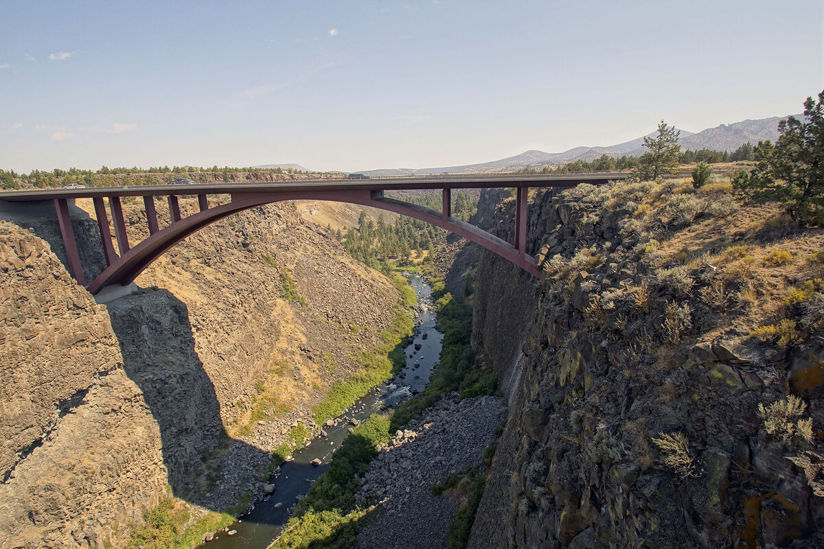 The new highway bridge, spanning the Crooked River...