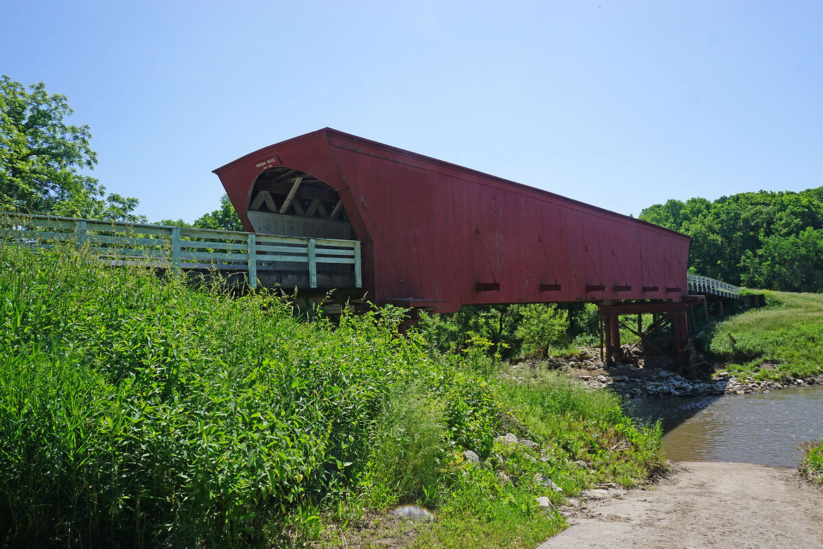 The Roseman Covered Bridge, which had a prominent ...