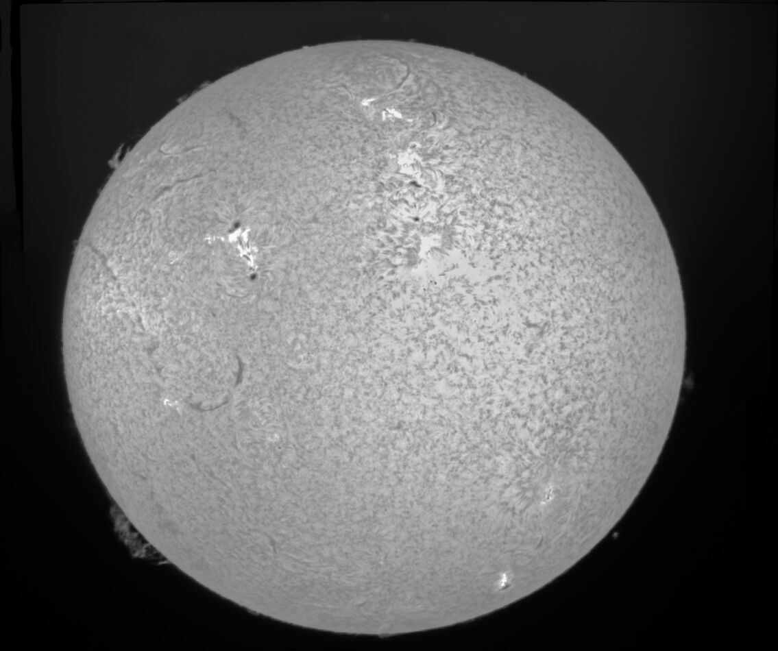 Ha Solar - Two Image Panorama of Full Disk.  No Po...