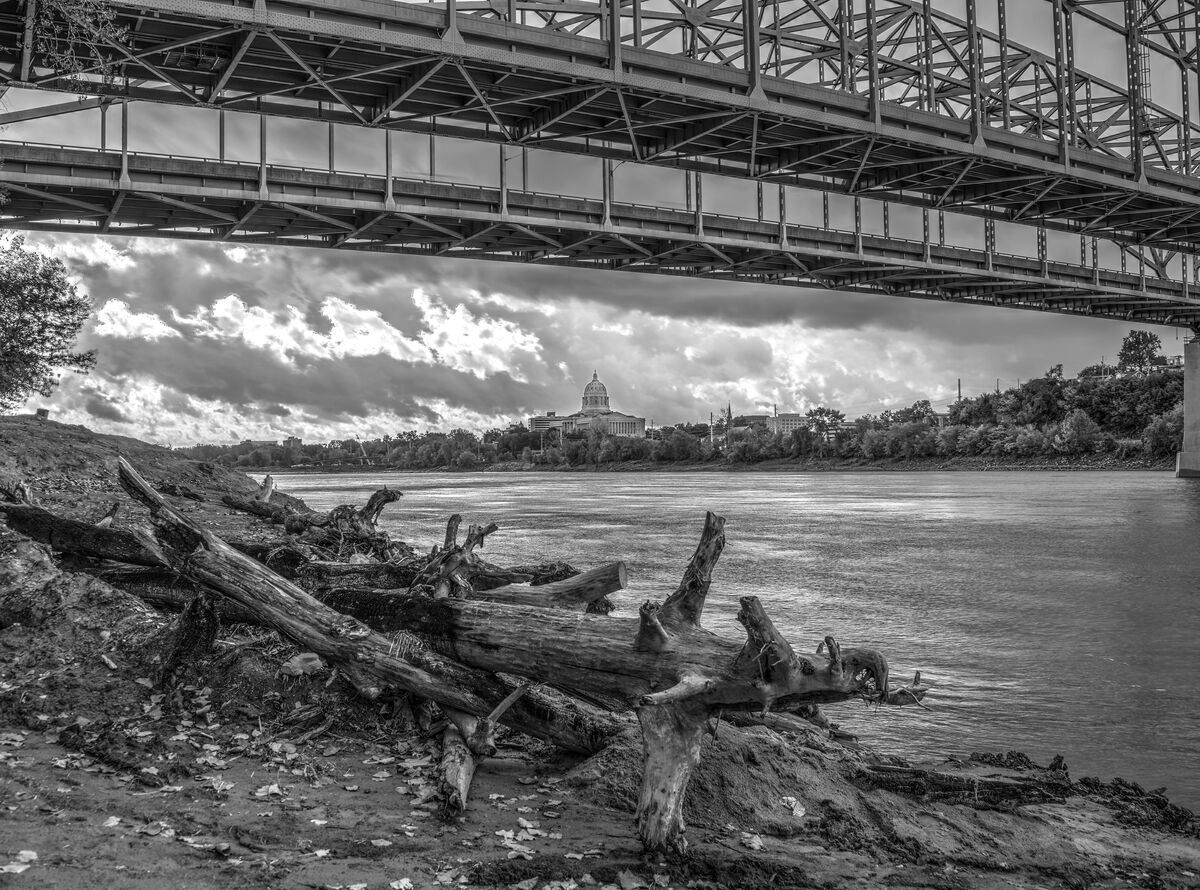 Missouri river and bridge...