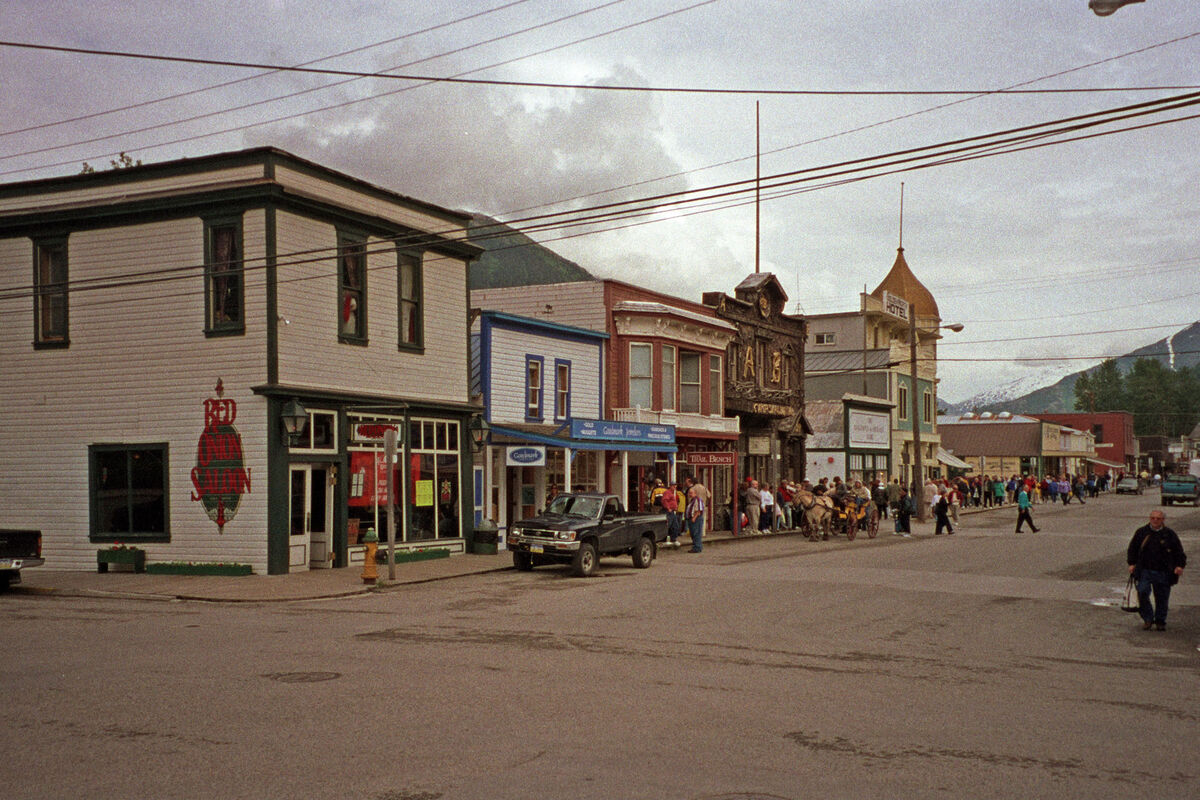And busy downtown Skagway, where my wife was disap...