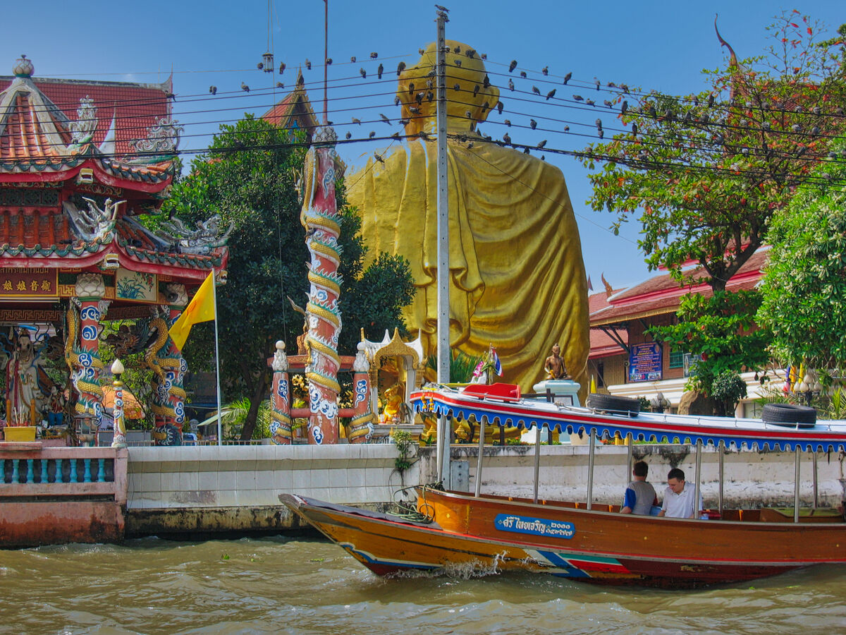 Temple with golden Buddha, Thonburi...