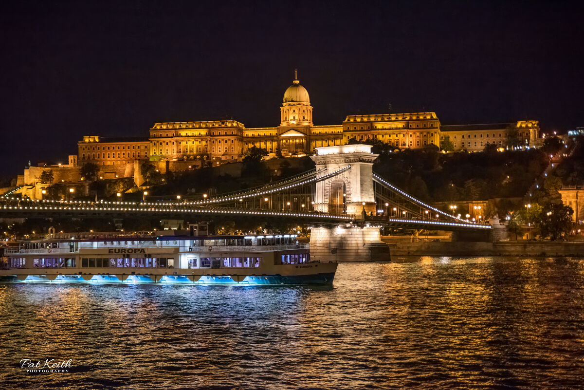 Water taxis ply the Danube with illuminated govern...