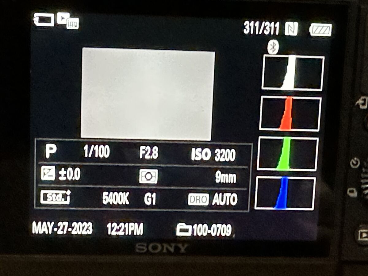 Display of the RX100 VII showing that the color ba...