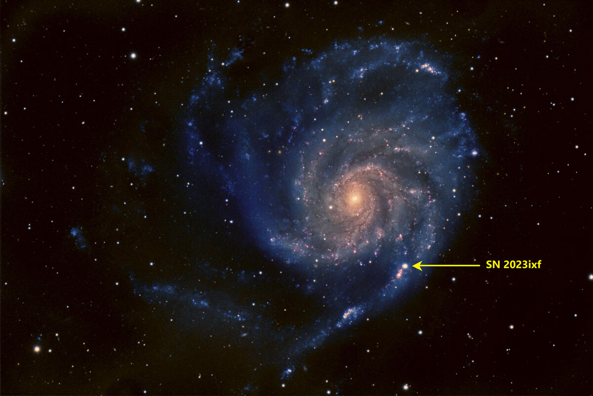 Color version of M101 showing the Supernova locati...