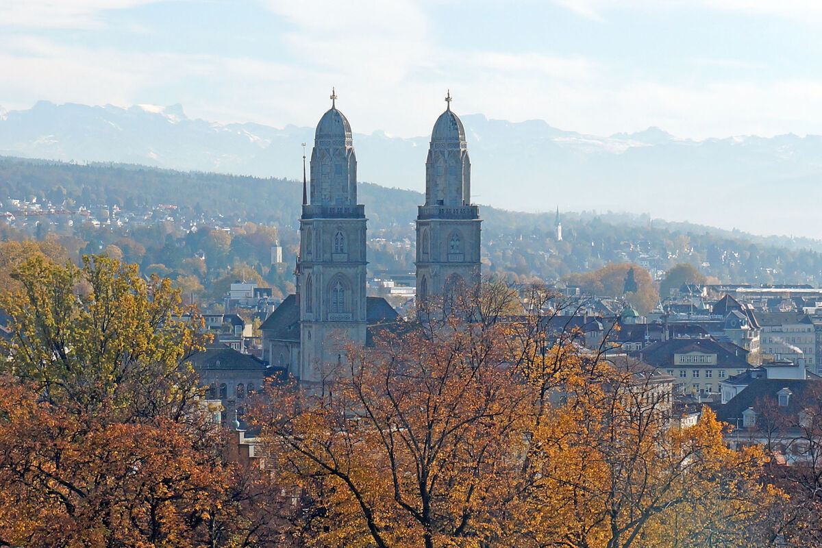 The Grossmünster Church in Zurich, Switzerland - N...