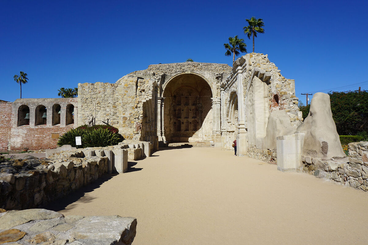 The Old Stone Church at the Mission San Juan Capis...