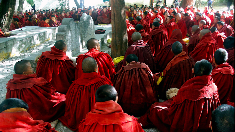 The monks gather like this every day, before loudl...