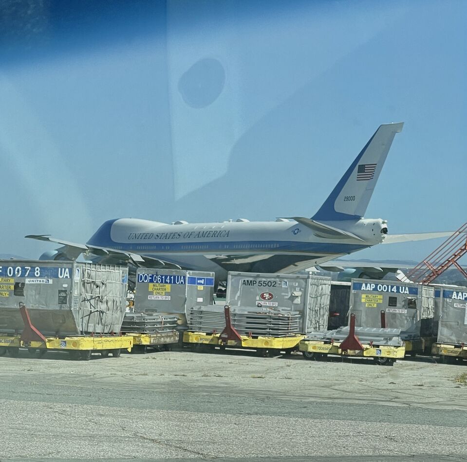 Airforce one as seen from the ramp area in front o...