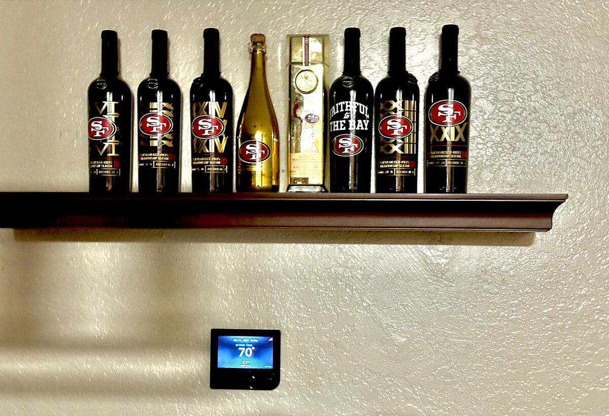 These vino bottles reflect some of the Super Bowl ...