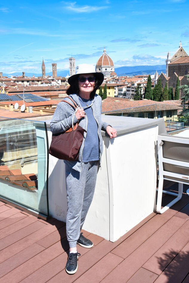 Gail on the roof-top restaurant of our hotel, The ...