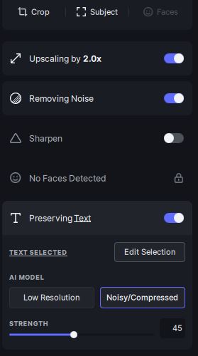 Preserving Text Settings used...