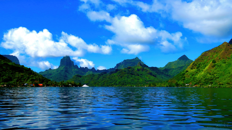 This is Moorea as seen from the ferry when we appr...