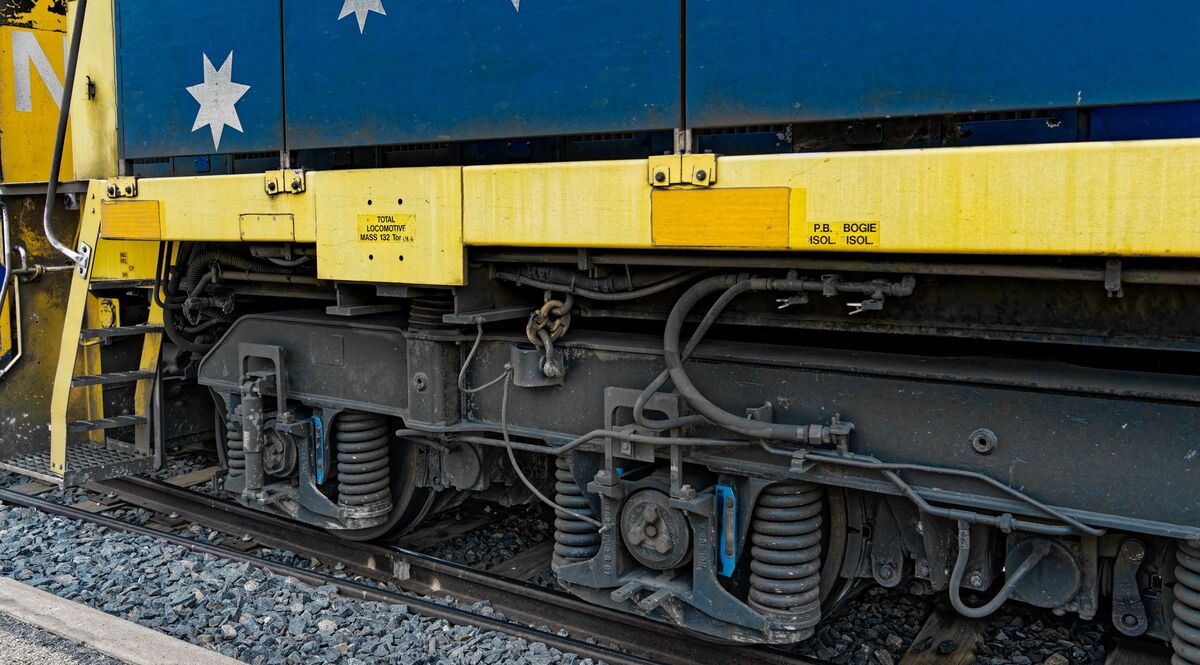 Close up view of part of the bogie on one of the p...
