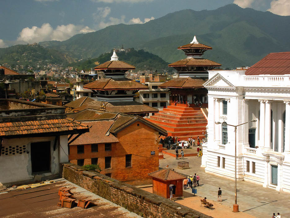 A view from above the entrance to Durbar Square.  ...