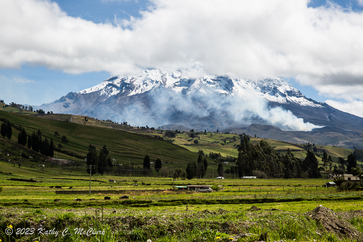 A fire was burning on Chimborazo, and the smoke di...