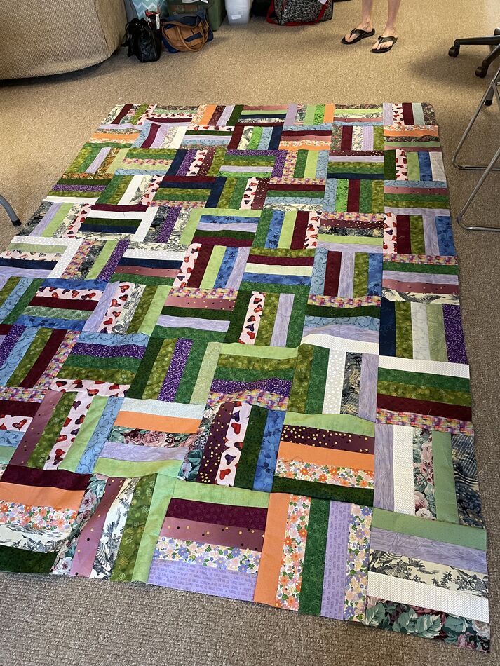 Fence Rail scrappy quilt top for Camp Fontanelle, ...