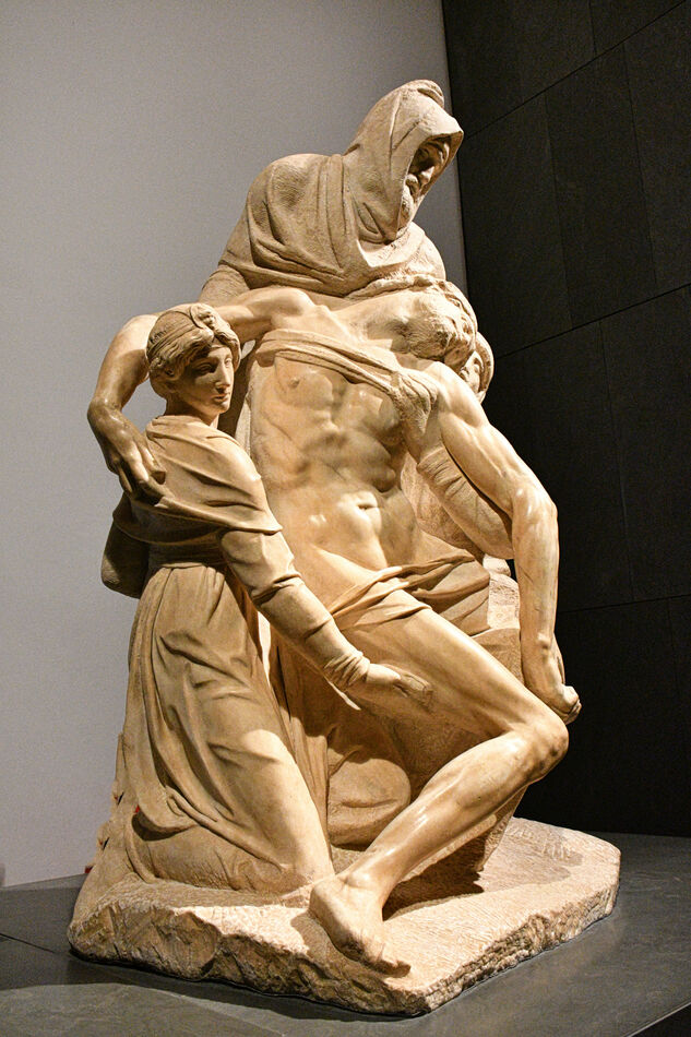 Michelangelo's Pietà (begun around 1550) which onc...