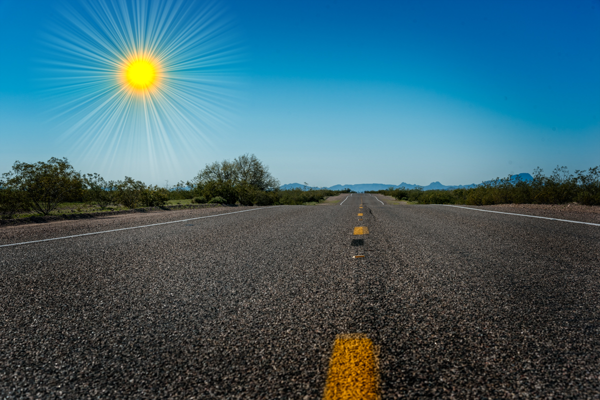 Arizona highway with an enhanced sun that is a bet...