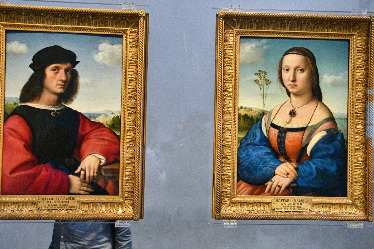 Raphael, Portraits of Agnolo Doni and Maddalena St...
